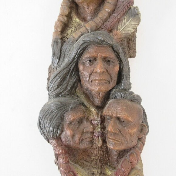 Vtg 1998 Native American Indian Resin Totem Signed Nan Yang 17” X 6” - Picture 4 of 9